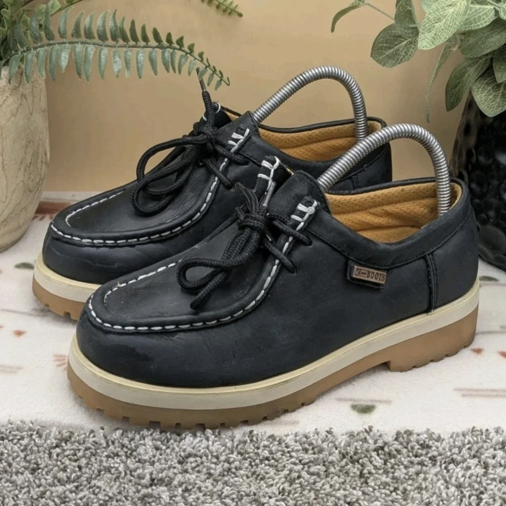 Buffalino Black Leather Work Style Shoes Mens/Youth Size 6. (38) Women's Sz 7.5
